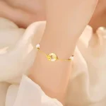 S925 Silver Lotus Pingan Buckle Necklace Bracelet Set-2