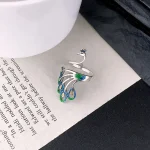 S925 Silver Multicolor Adjustable Peafowl Ring-3