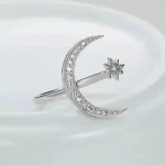 S925 Sterling Silver Star Moon Open-end Ring-1