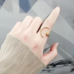 S925 Sterling Silver Star Moon Open-end Ring-2