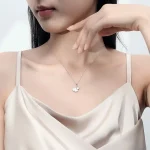 S999 Sterling Silver Apricot Leaves Necklace-1