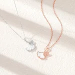 S999 Sterling Silver Apricot Leaves Necklace