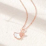 S999 Sterling Silver Apricot Leaves Necklace-2