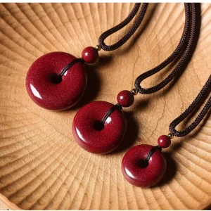 Simple Cinnabar Pingan Buckle Pendant Necklace