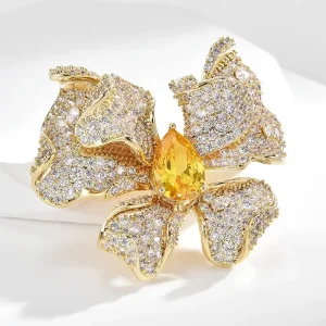 Sparkling Zircon Butterfly Knot Brooch
