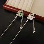 Two Butterflies Pingan Buckle Hairpin with Tassels-1