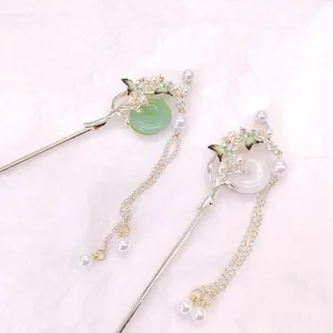 Two Butterflies Pingan Buckle Hairpin with Tassels