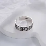 925 Silver Chinese Mahjong Shisanyao Opening Ring-3