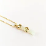 925 Sliver Hetian Jade Bamboo Fu Character Pendant Necklace-1