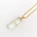 925 Sliver Hetian Jade Bamboo Fu Character Pendant Necklace-2