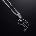 A Pair of Stainless Steel Couple's Taiji Tai Chi Pendant Necklaces-1