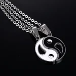 A Pair of Stainless Steel Couple's Taiji Tai Chi Pendant Necklaces