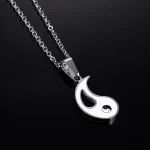 A Pair of Stainless Steel Couple's Taiji Tai Chi Pendant Necklaces-2