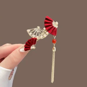 Alloy Flannelette Fan Hairpin With Tassel