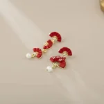 Asymmetric Red Fan Earrings