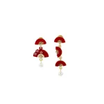 Asymmetric Red Fan Earrings-3