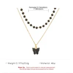 Black Double-layer Butterfly Pendant Necklace-2