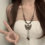 Ceramic Butterfly Pendant Necklace-1