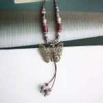 Ceramic Butterfly Pendant Necklace