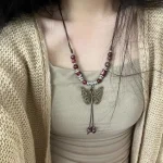 Ceramic Butterfly Pendant Necklace-2
