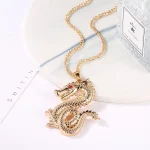 Chinese Loong Dragon Pendant Long Necklace-3