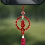 Cinnabar Gourd or Lotus Flower Pingan Knot Car Hanging Ornament-1