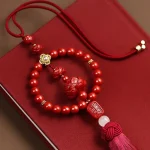 Cinnabar Gourd or Lotus Flower Pingan Knot Car Hanging Ornament-2