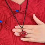 Cinnabar Ruyi Lock Pendant Necklace-1