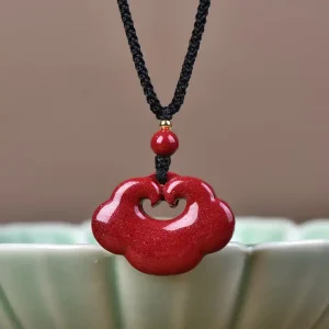 Cinnabar Ruyi Lock Pendant Necklace
