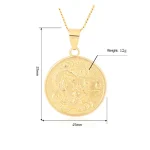Copper Gold-plating Chinese Dragon Round Pendant Necklace-3