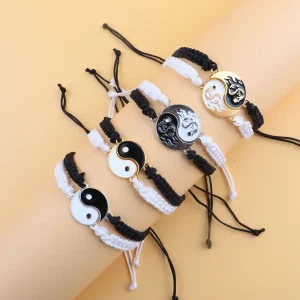 Couple Dragon Loong Pattern Taiji Bracelet
