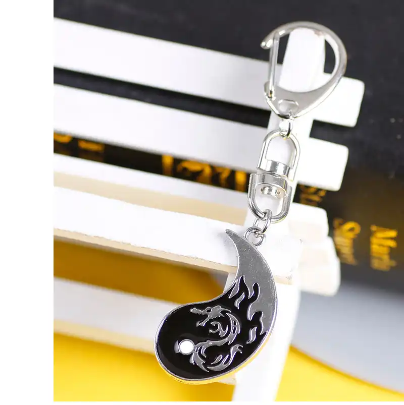Couple Dragon Loong Pattern Taiji Keychain-2