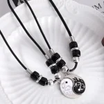 Couple Dragon Loong Pattern Taiji Pendant Necklace