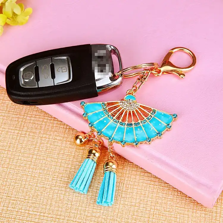 Cute Fan Shape Key Chain With Tassels-1