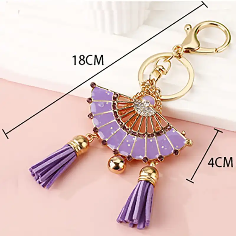 Cute Fan Shape Key Chain With Tassels-2
