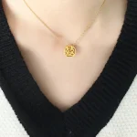 Double ‘Xi' Circle Hollow-out Happiness Pendant Necklace-1