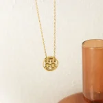 Double ‘Xi' Circle Hollow-out Happiness Pendant Necklace