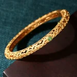 Hollow-out Auspicious Clouds Inlaid with Jade Bracelets Rings Earrings-1