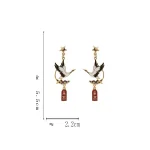 Hollow-out Crane Baofu Stud Earrings-2