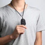 Obsidian Chinese Loong Dragon Necklace-1
