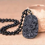 Obsidian Chinese Loong Dragon Necklace