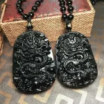 Obsidian Chinese Loong Dragon Necklace-2