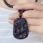 Obsidian Chinese Zodiac Pendant Necklace-1