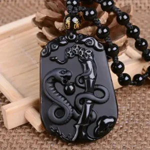 Obsidian Chinese Zodiac Pendant Necklace