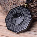 Obsidian Necklace Lucky Amulet Protection Pendant with Adjustable Bead