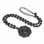 Obsidian Necklace Lucky Amulet Protection Pendant with Adjustable Bead-3
