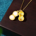 Peanut Pendant Necklace with Chalcedony-2