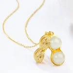 Peanut Pendant Necklace with Chalcedony-3