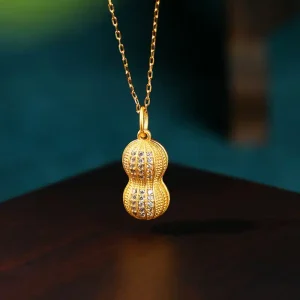 Peanut Pendant Necklace with Chalcedony