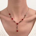 Red Rose Necklace Bracelet Earrings Set-1